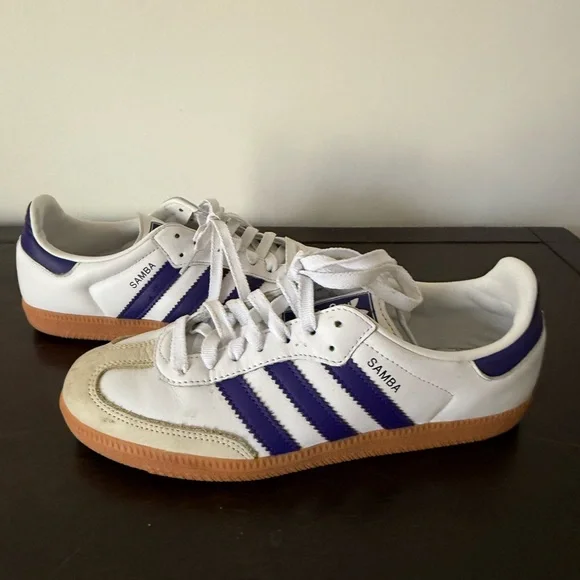 Adidas White and purple Samba Sneakers OG size 8 1/2 - Picture 7 of 12